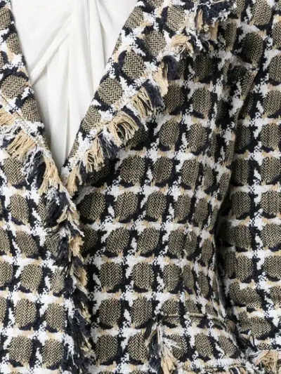 Shop Oscar De La Renta Checked Tweed Jacket In Multicolour