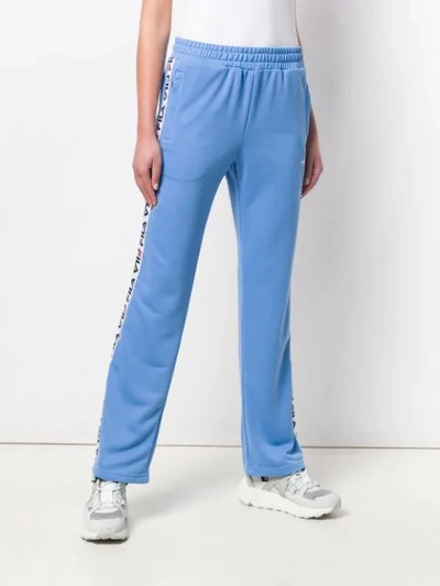 Shop Fila Logo Trim Sweatpants In Blue