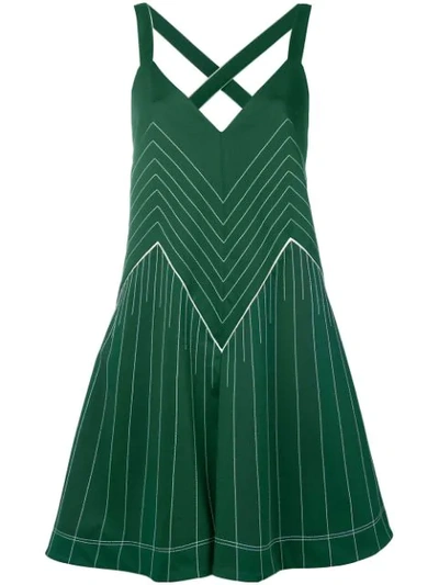 Shop Valentino Vltn Hammered Satin Dress In Green