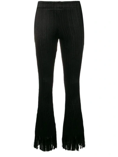 Shop Chloé Textured Cropped Trousers In Black