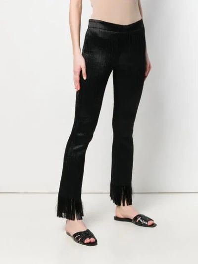 Shop Chloé Textured Cropped Trousers In Black