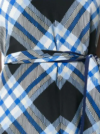 Shop Diane Von Furstenberg Check Belted Jumpsuit In Blue