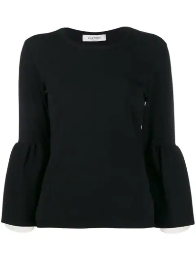 Shop Valentino Trumpet Sleeve Sweater In Black