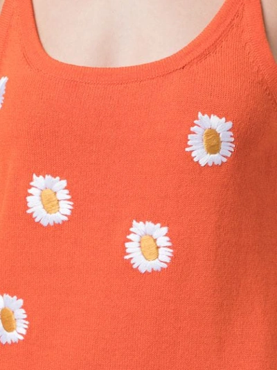 Shop Mansur Gavriel Floral Embroidered Dress In Orange