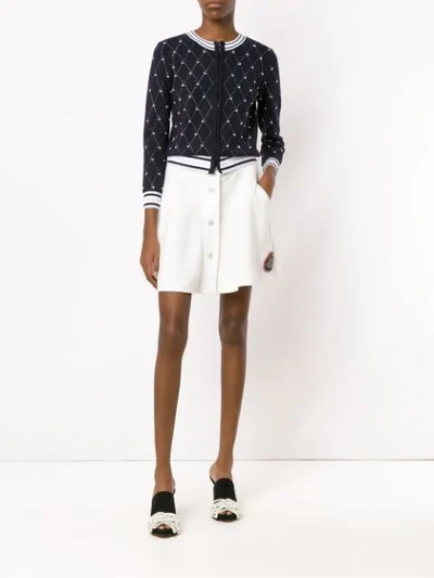 Shop Andrea Bogosian Embroidered Cardigan In Blue