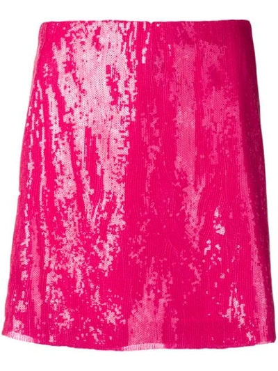 Shop Alberta Ferretti Sequin Mini Skirt In Pink