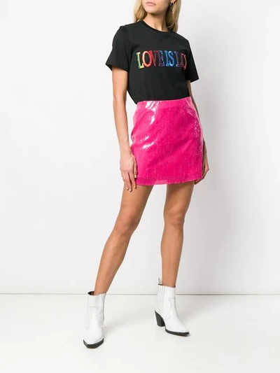 Shop Alberta Ferretti Sequin Mini Skirt In Pink