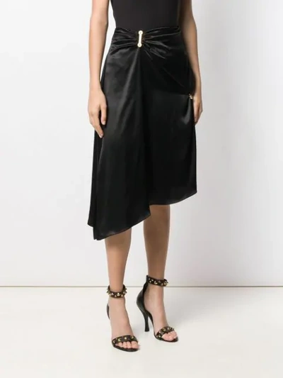 Shop Versace Draped Asymmetric Skirt In Black
