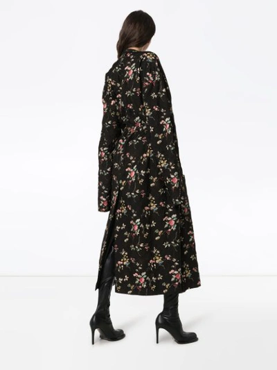 Shop Haider Ackermann Floral Belted Maxi Coat In Black