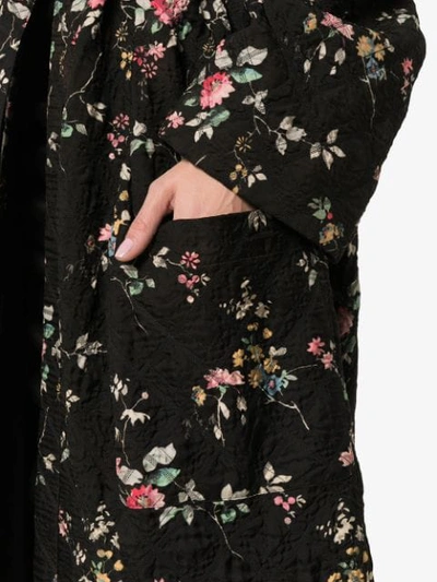 Shop Haider Ackermann Floral Belted Maxi Coat In Black