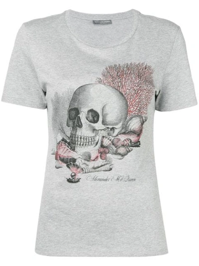 Shop Alexander Mcqueen Seashell Skull Print T-shirt In Grey
