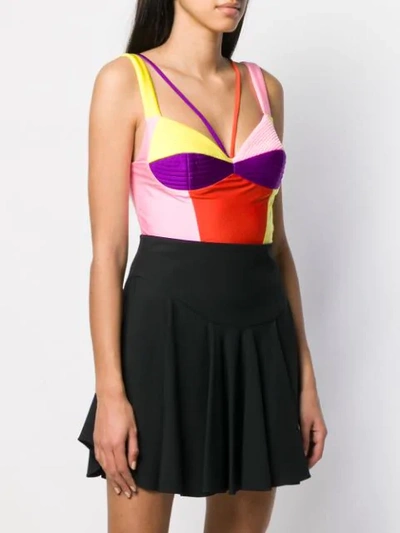 Shop Fausto Puglisi Colour-block Bodysuit In Yellow