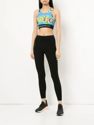 Shop Emilio Pucci Abstract Print Crop Top In Blue