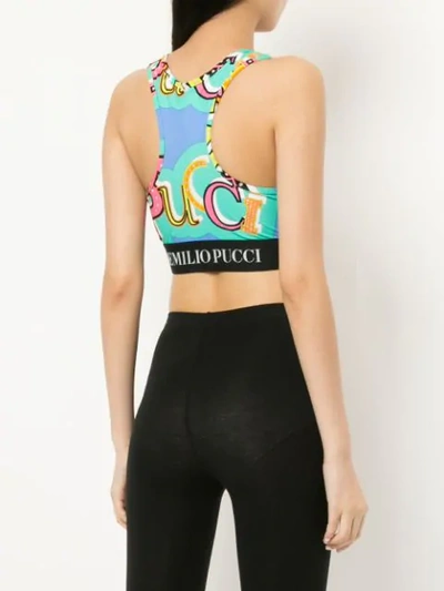 Shop Emilio Pucci Abstract Print Crop Top In Blue