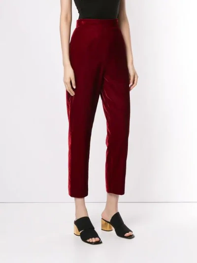 Pre-owned Chanel Velvet Slim-leg Trousers In Red