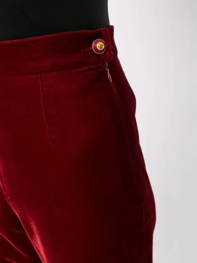 Pre-owned Chanel Velvet Slim-leg Trousers In Red