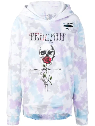 Shop Alchemist Tie Dye Printed Hoodie In White