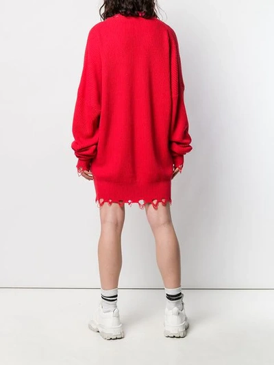 Shop Ben Taverniti Unravel Project Ripped Ribbed Sweater Dress In Red