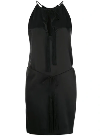 Shop Nili Lotan Tassel Tied Mini Dress In Black