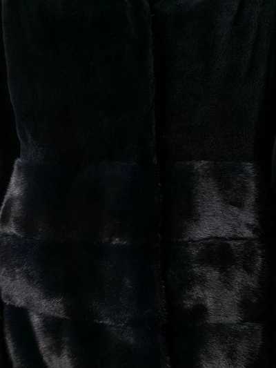 Shop Liska Hooded Fur Coat In Blue