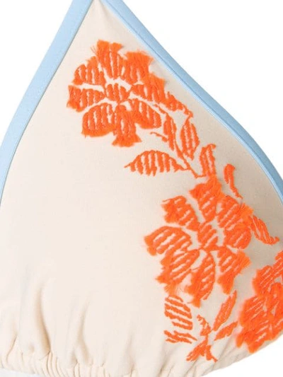Shop Fendi Orange Floral Embroidered Bikini In Neutrals