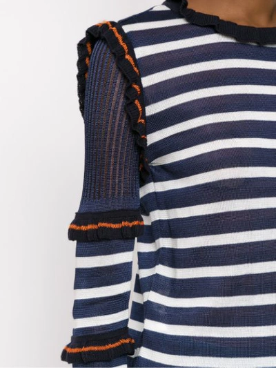 Shop Andrea Bogosian Striped Knit Blouse In Blue