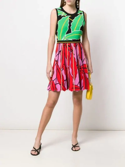 Shop Diane Von Furstenberg Printed Flared Knit Dress  In Vetiver Multi