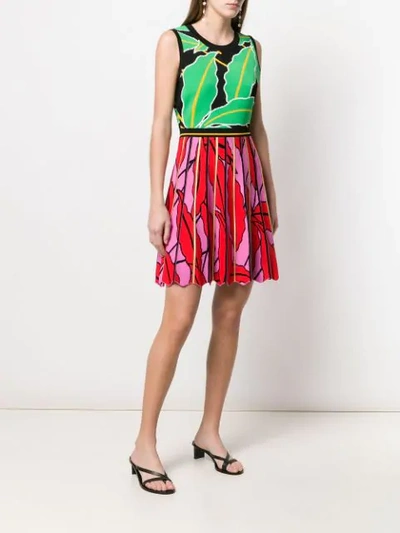 Shop Diane Von Furstenberg Printed Flared Knit Dress  In Vetiver Multi