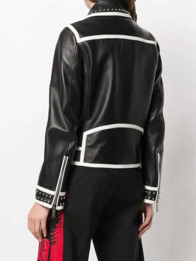 Shop Dsquared2 Contrasting Trim Biker Jacket In Black