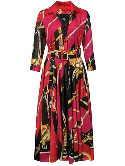 Shop Samantha Sung Riding Harness Print Audrey Dress In Red