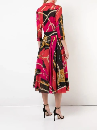 Shop Samantha Sung Riding Harness Print Audrey Dress In Red