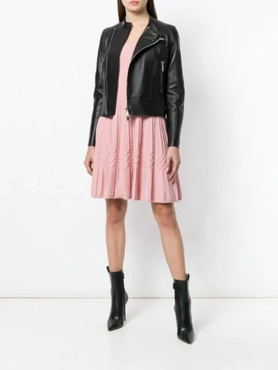 Dsquared2 Band Collar Leather Jacket In Black