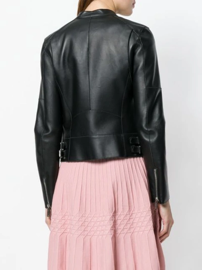 Dsquared2 Band Collar Leather Jacket In Black