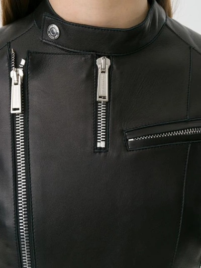 Dsquared2 Band Collar Leather Jacket In Black