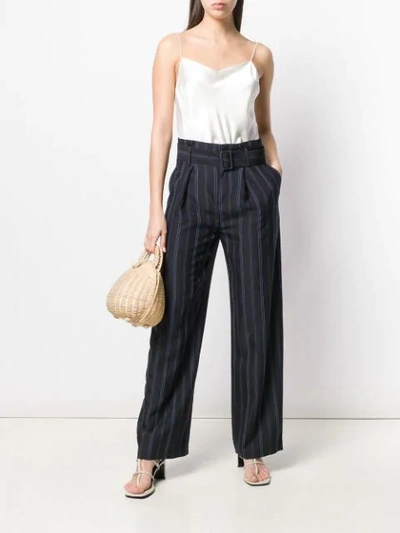 Shop Vince Striped Trousers In Blue