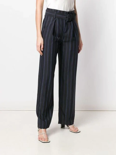 Shop Vince Striped Trousers In Blue