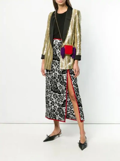 Shop Alice And Olivia Embellished Fitted Blazer In Gold