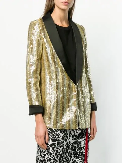 Shop Alice And Olivia Embellished Fitted Blazer In Gold
