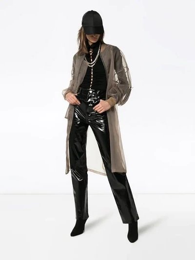Shop Helmut Lang Straight Leg Patent Leather Trousers In  Black