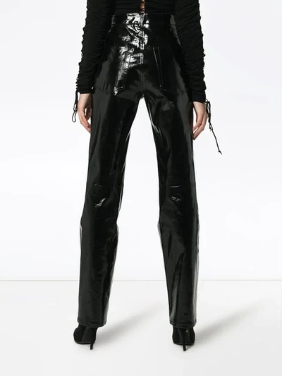 Shop Helmut Lang Straight Leg Patent Leather Trousers In  Black