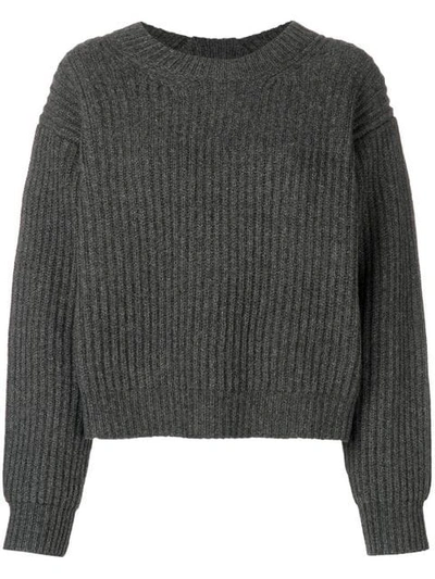 Shop Acne Studios Boxy Rib Knit Sweater - Grey