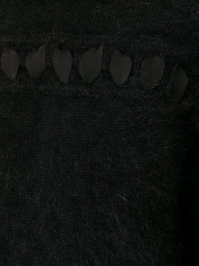 Shop Fendi Tie Detail Fuzzy-knit Sweater In Black