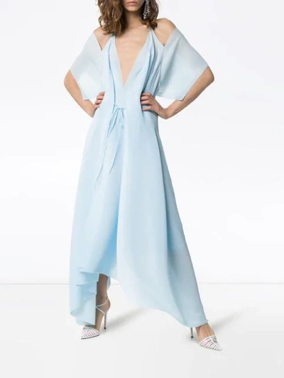 Shop Roland Mouret Ballard Cold-shoulder Gown In Blue
