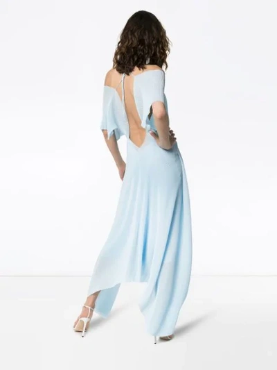 Shop Roland Mouret Ballard Cold-shoulder Gown In Blue