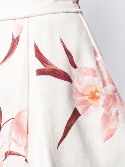 Shop Zimmermann Floral Print Shorts In Ivory/peach Orchid