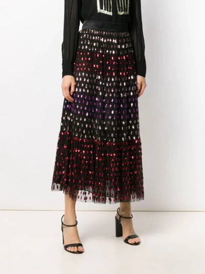 TEMPERLEY LONDON RAINBOW SEQUIN MIDI SKIRT - 黑色