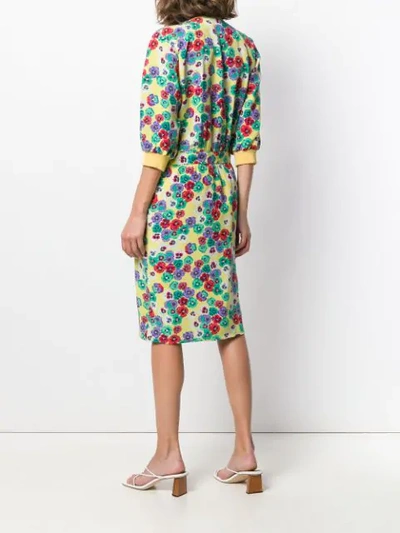 Pre-owned Valentino 1980's Floral Dress In Yellow