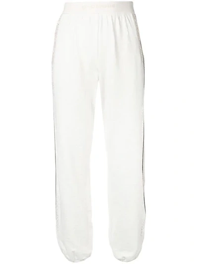 Shop Pinko Embroidered Track Style Trousers In White