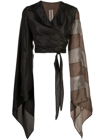 Shop Rick Owens Wrap Style Blouse In Grey