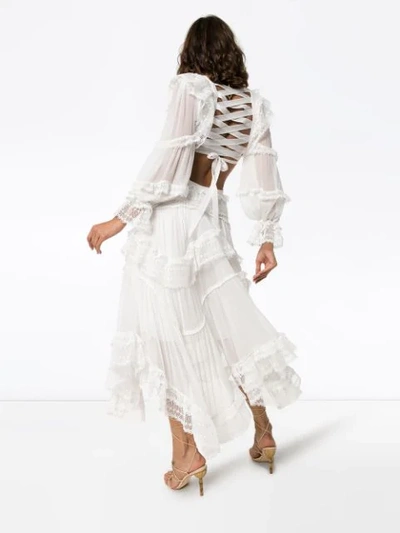 Shop Zimmermann Asymmetric Lace Midi Dress In White